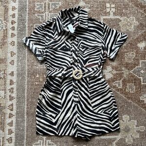 Banana Republic Black and White Animal Print Romper